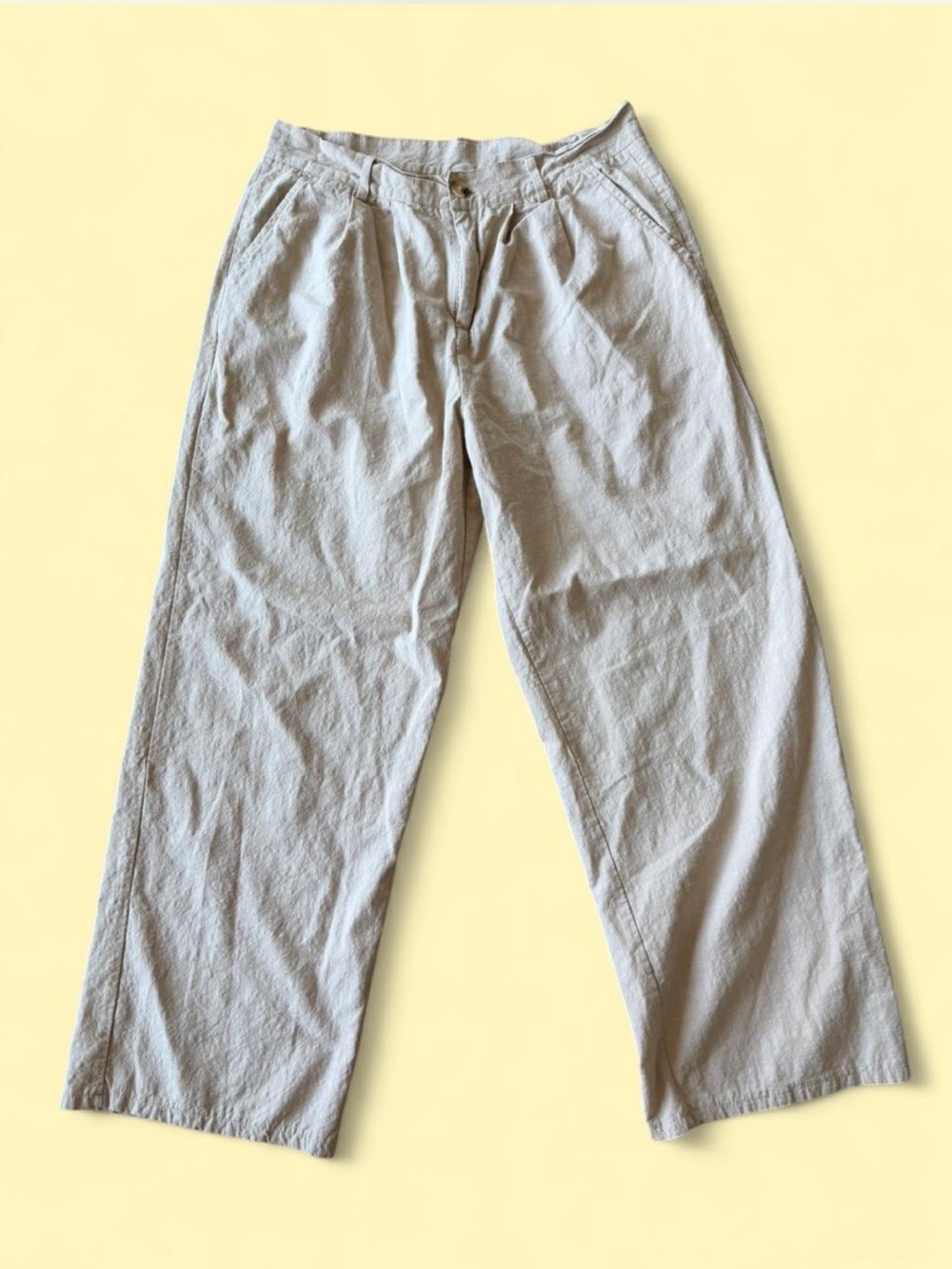 Capsule Wardrobe Minimalist Casual Wide-Leg Light Beige Pleated Pants